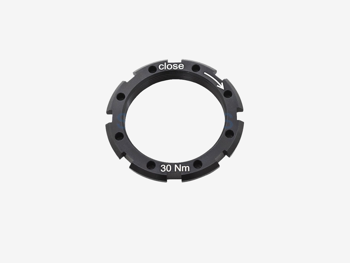 Bague de verrouillage Rohloff vue de biais, montrant les encoches pour l'outil