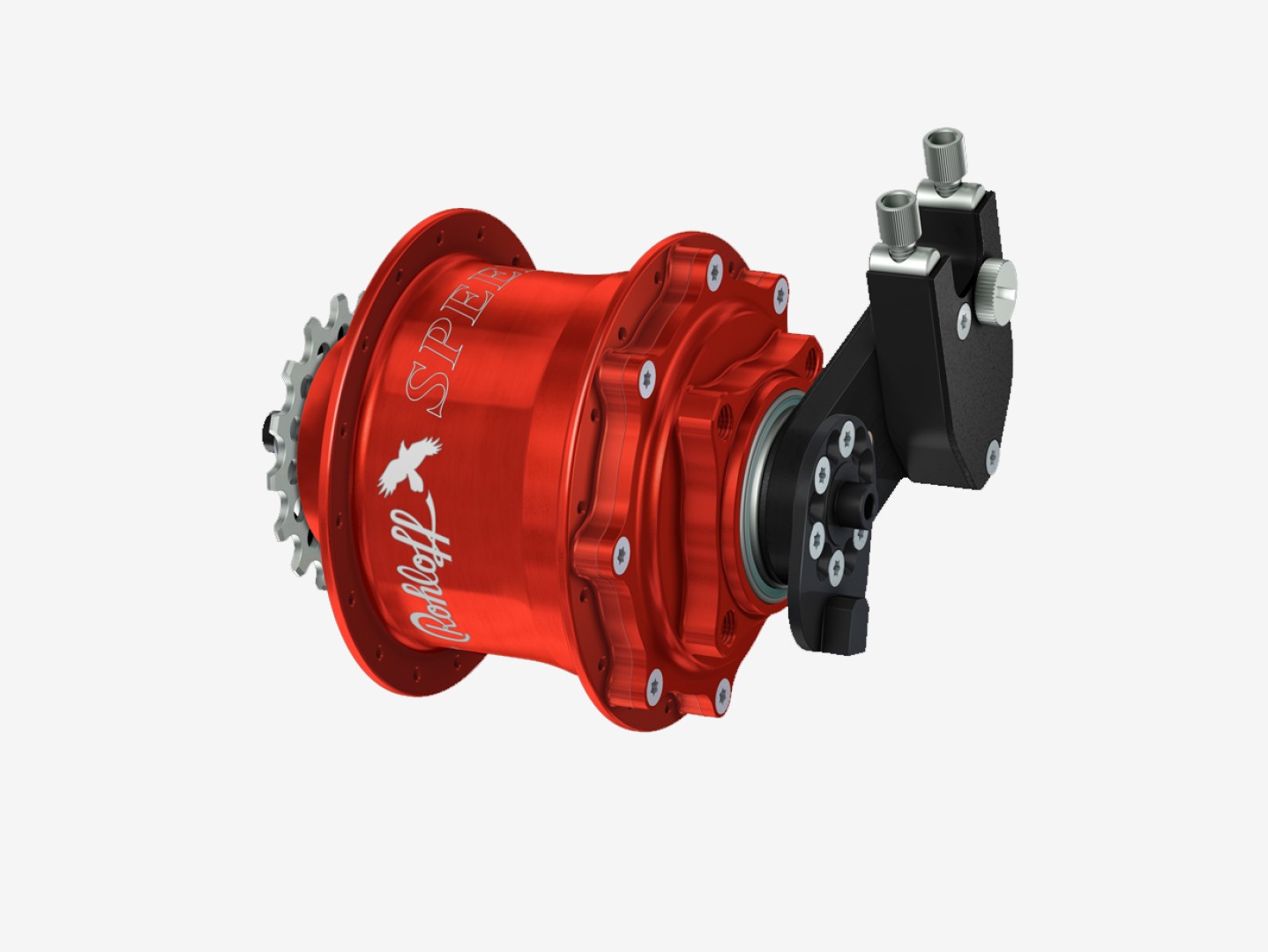 Rohloff Speedhub 500/14 CC DB OEM, 36-gaats, rood geanodiseerd, met externe schakelmechaniek en asplaat