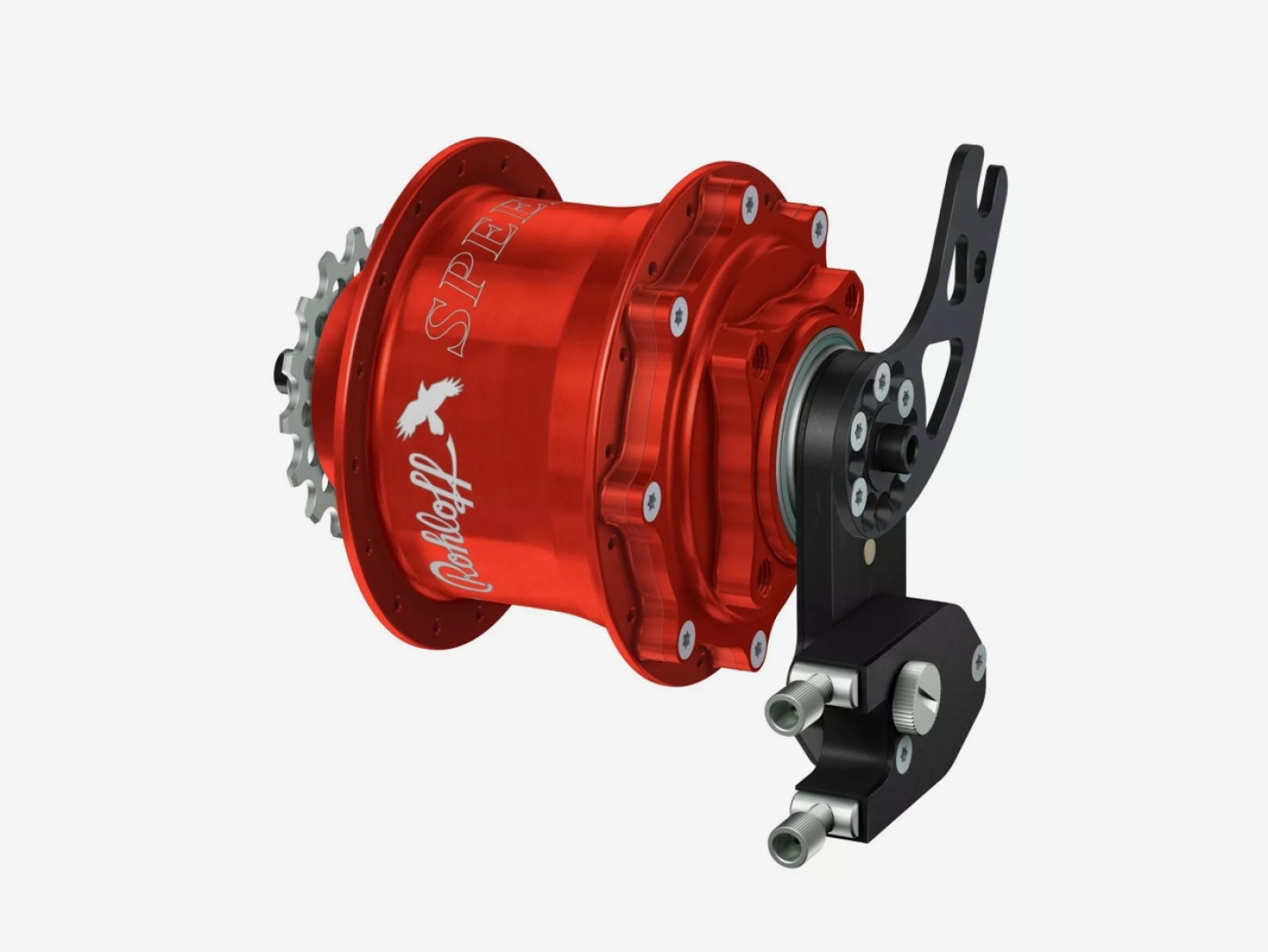 Rohloff Speedhub 500/14 CC DB PM, 36 otworów, anodowana na czerwono, z zewnętrznym mechanizmem zmiany biegów i płytką osi