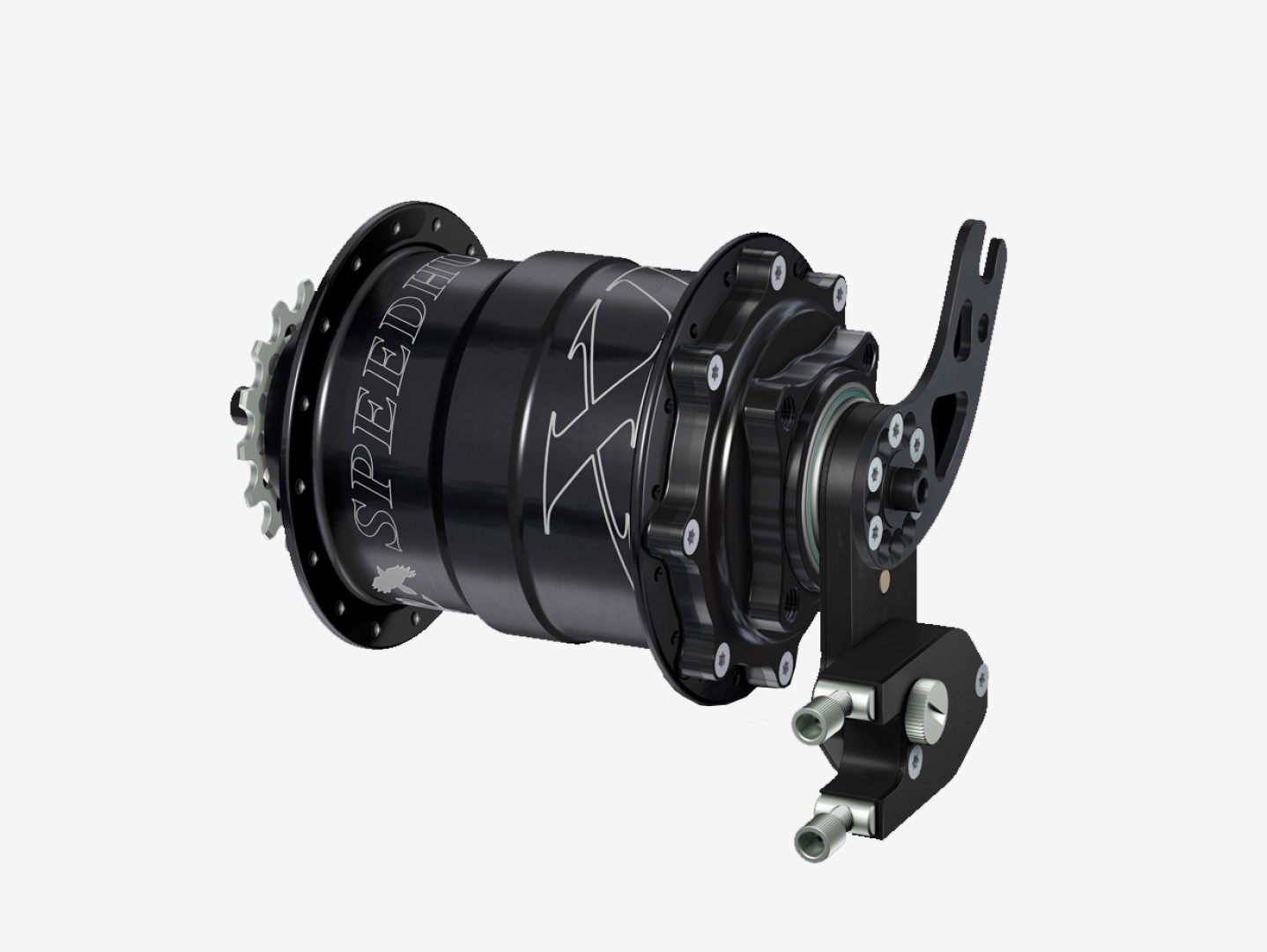 Rohloff Speedhub 500/14 CC DB PM XL växelnav i svart med extern växelmekanism och axelplatta