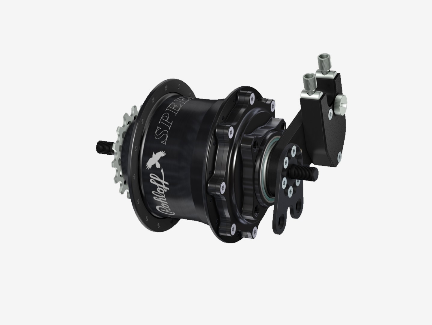 Rohloff Speedhub 500/14 TS DB versnellingsnaaf met externe schakelmechaniek en asplaat
