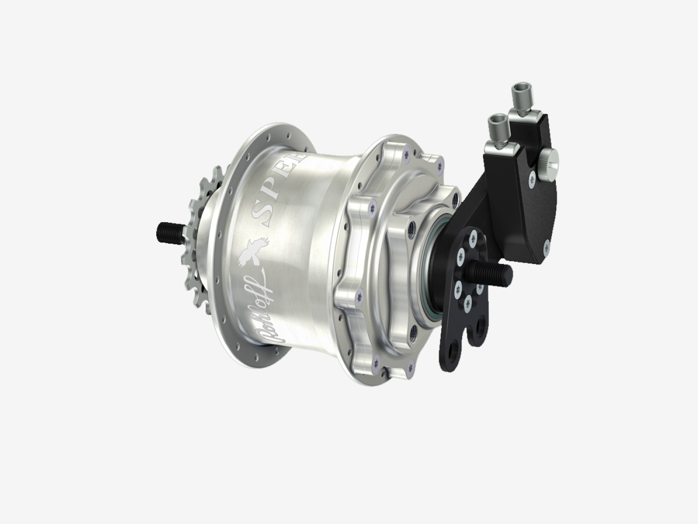 Rohloff Speedhub 500/14 TS DB, 32-gaats, zilver geanodiseerd, met externe schakelmechaniek en asplaat