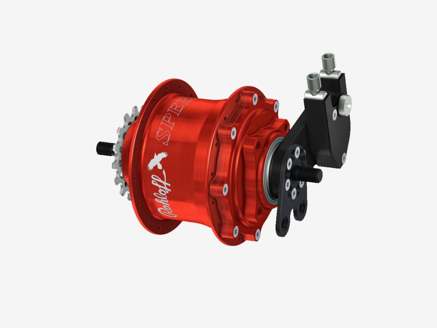 Rohloff Speedhub 500/14 TS DB, 32-gaats, rood geanodiseerd, met externe schakelmechaniek en asplaat