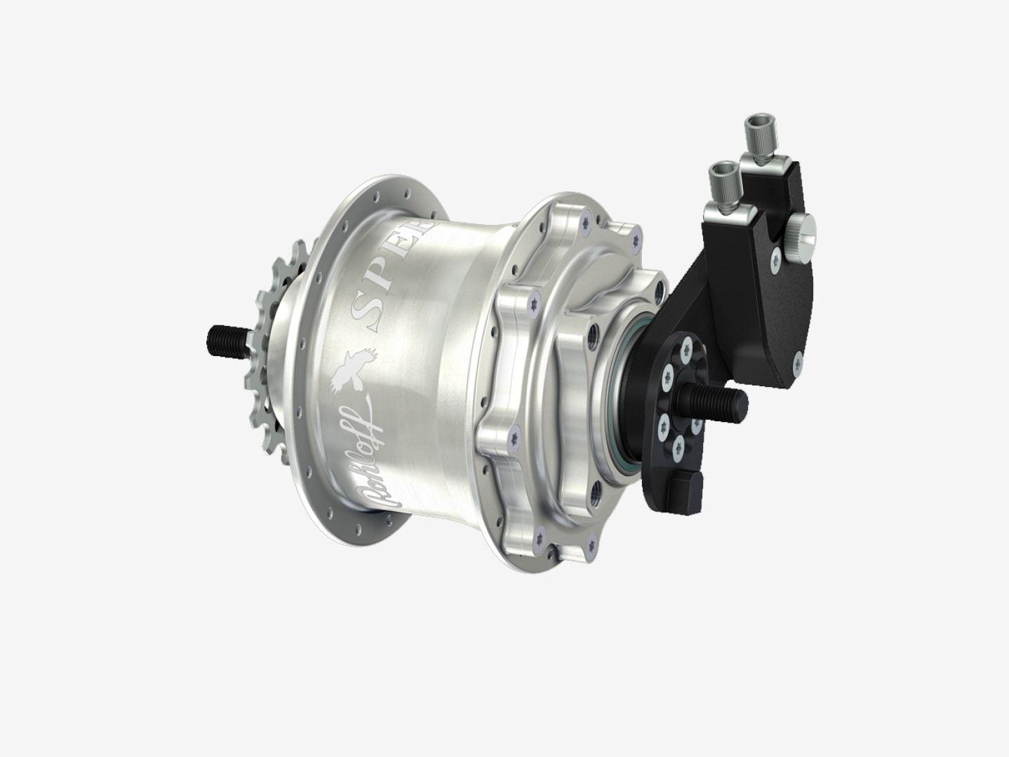 Rohloff Speedhub 500/14 TS DB OEM, 32 trous, anodisé argent, avec commande externe et platine d'axe