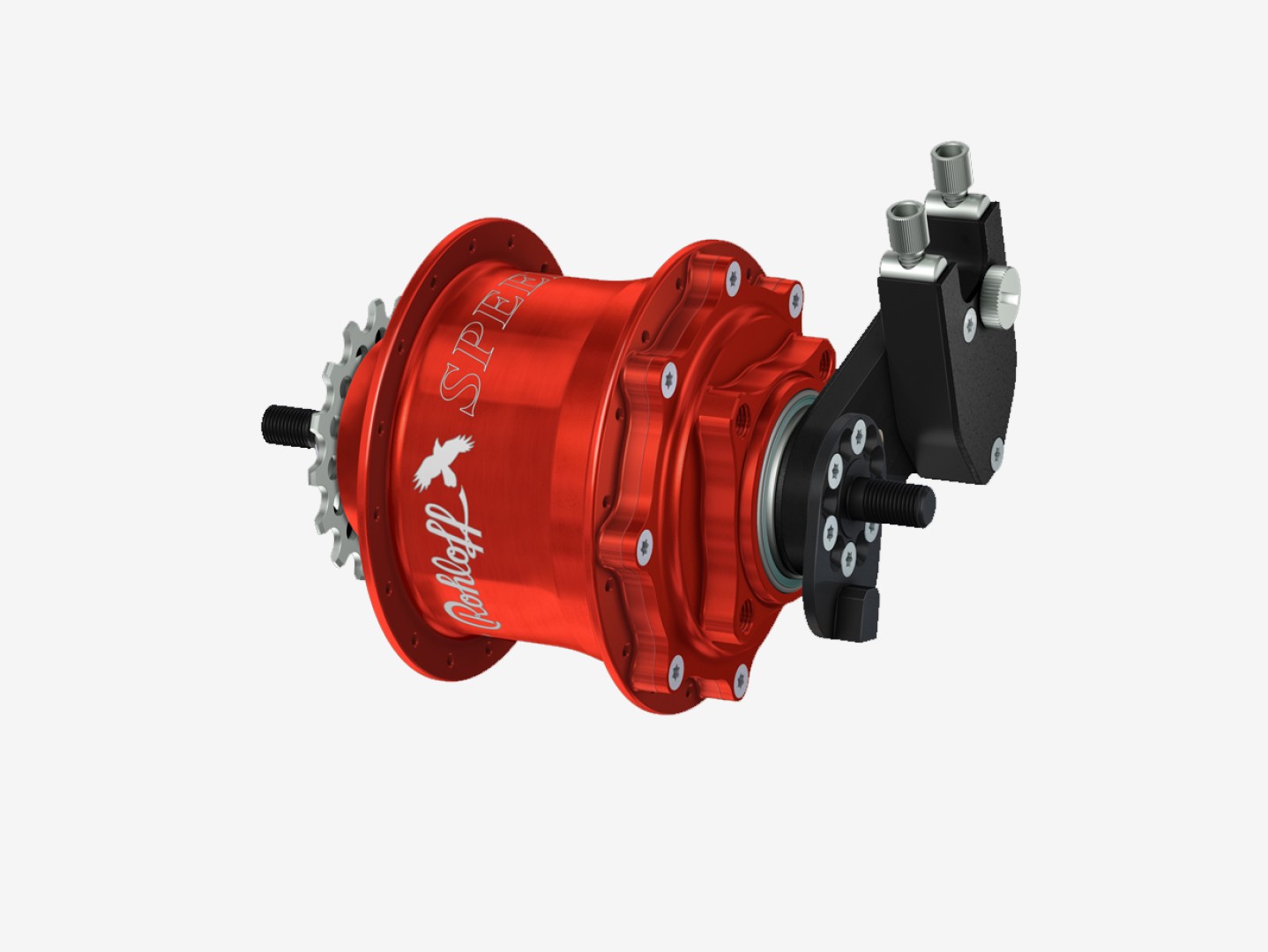 Rohloff Speedhub 500/14 TS DB OEM, 32 trous, anodisé rouge, avec commande externe et platine d'axe