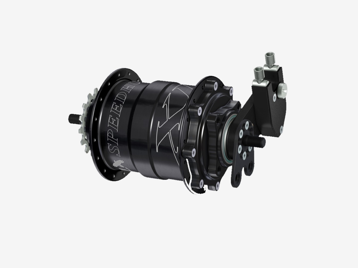 Rohloff Speedhub 500/14 TS DB XL växelnav i svart med extern växelmekanism och axelplatta