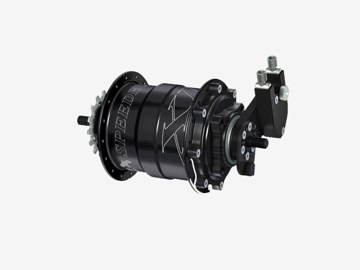 Rohloff Speedhub 500/14 TS DB OEM XL versnellingsnaaf in zwart met externe schakelmechaniek en asplaat