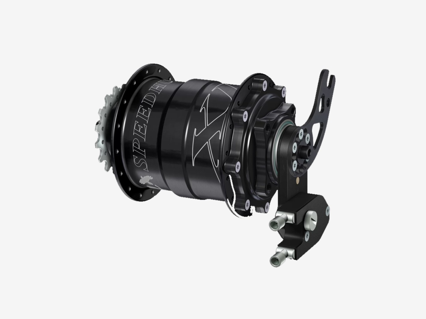 Rohloff Speedhub 500/14 A12 DB PM XL växelnav i svart med extern växelmekanism och axelplatta