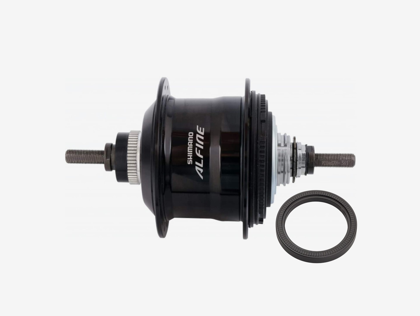 Shimano Alfine 11 SG-S7001-11 Getriebenabe in Schwarz mit Center-Lock-Abdeckung und Staubkappe