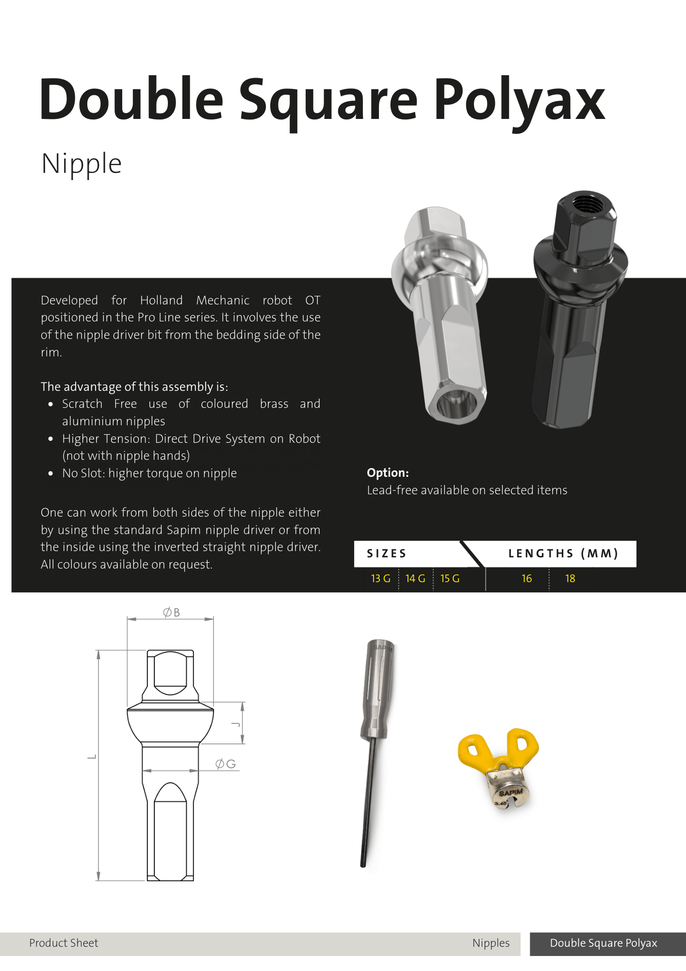 Sapim Polyax Double Square aluminium spoke nipple