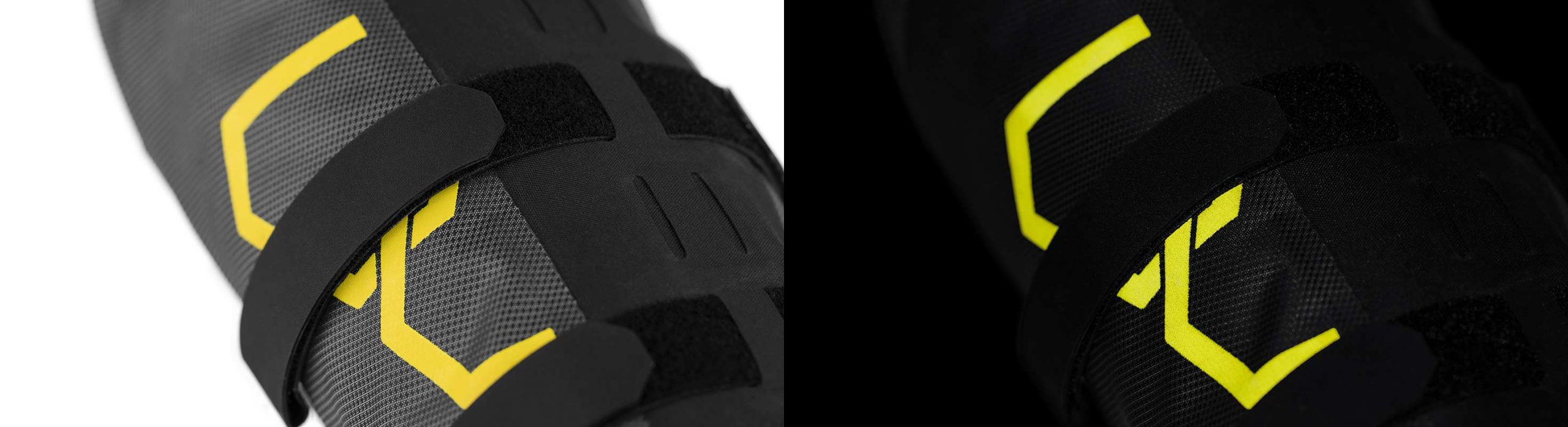 Reflective graphics on the Apidura Expedition Fork Pack