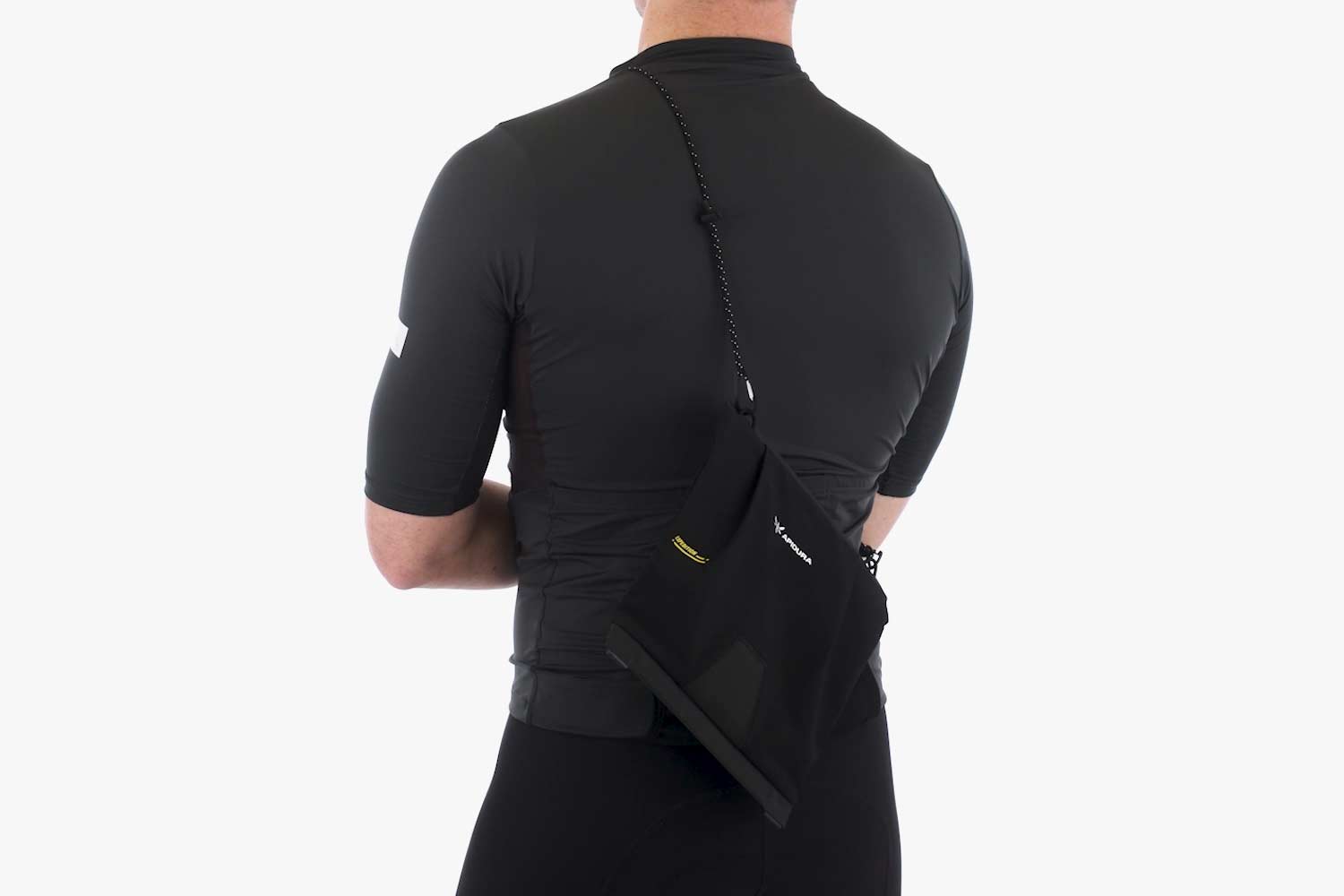 Apidura Expedition Front Cargo Mesh worn as a crossbody pouch
