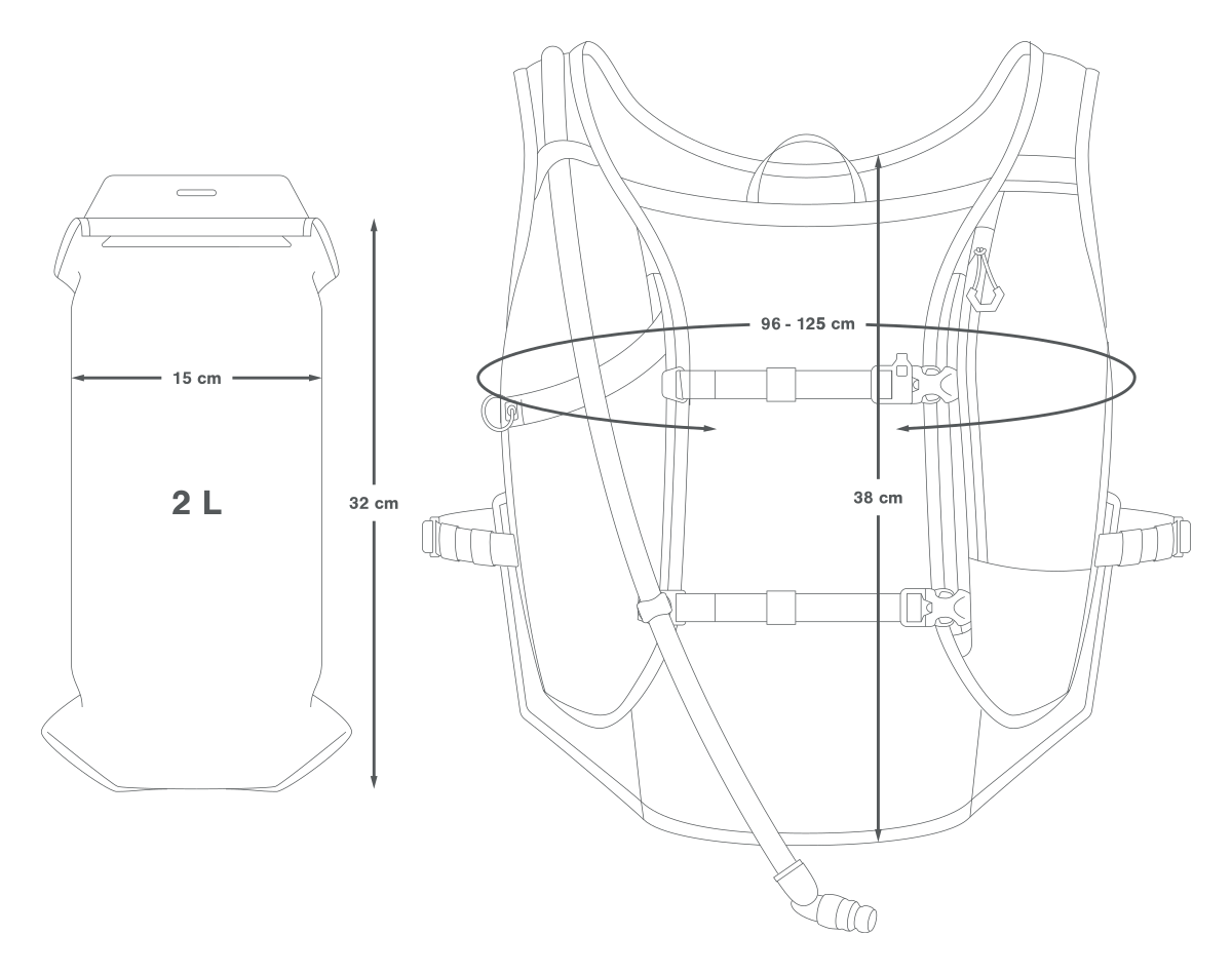 Apidura Racing Trinkweste L/XL – Maße in cm