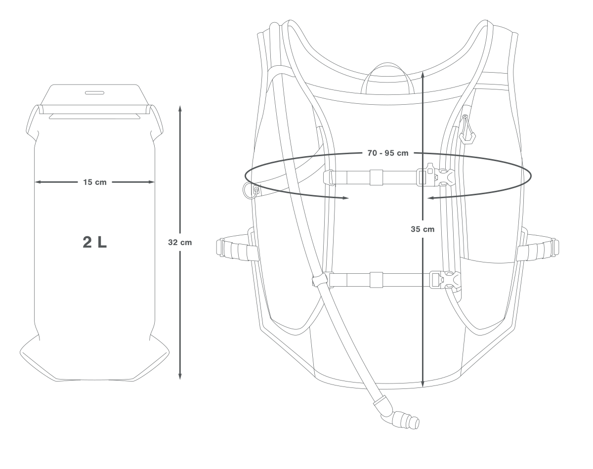 Apidura Racing Trinkweste S/M – Maße in cm