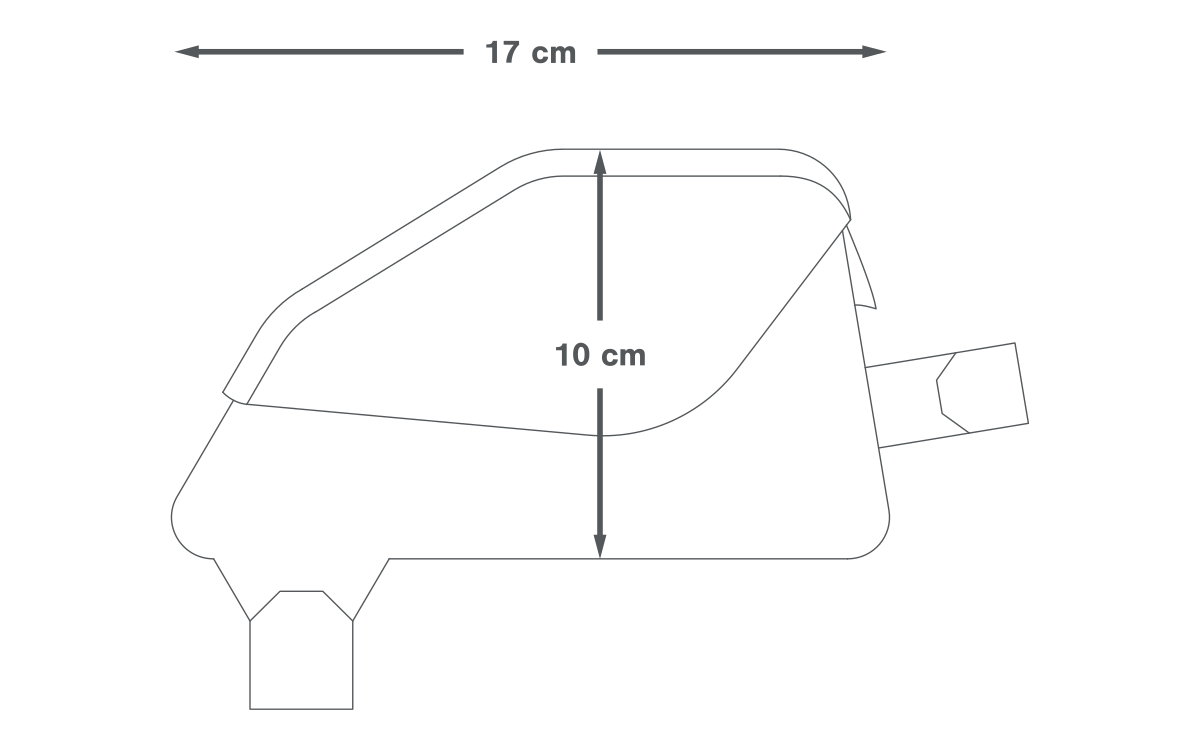 Apidura Racing Oberrohrtasche 0,5 L – Maße in cm