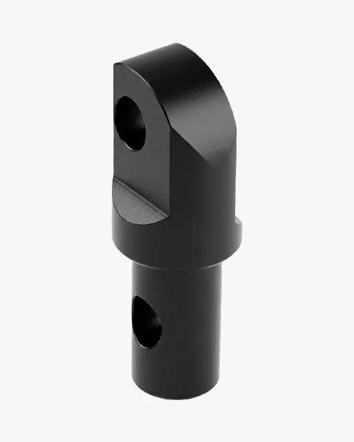 Black rear light mounting adapter turned to a second angle, showing the angled head and the round body below it