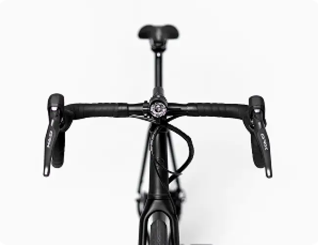 Booda Bike Atlas drop handlebar with brake levers and saddle, seen from the front