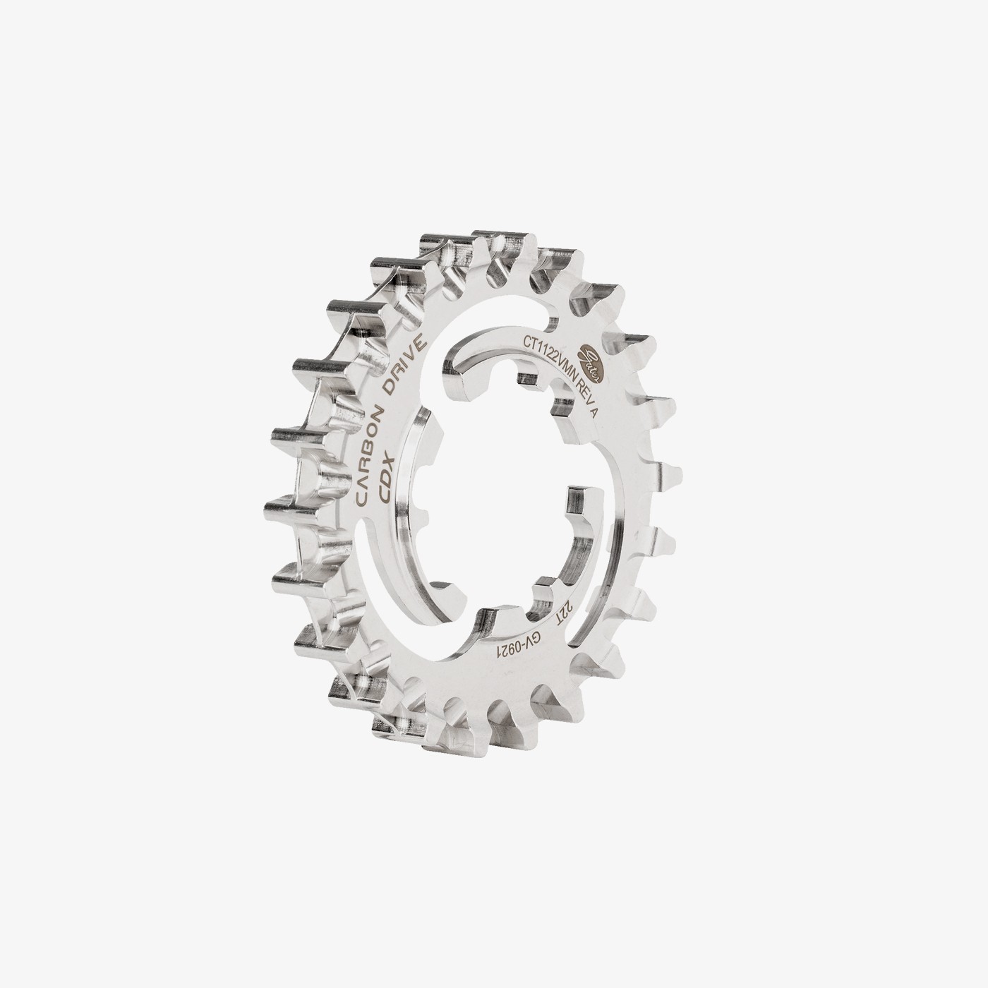 Silver Gates CDX rear sprocket for Enviolo hubs on a light grey background