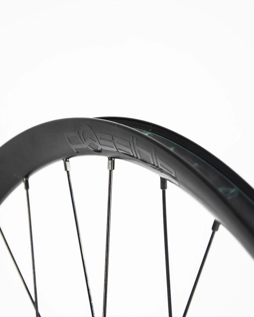 Possible aluminium rim of the Centerlock front wheel, close-up of the rim and spokes