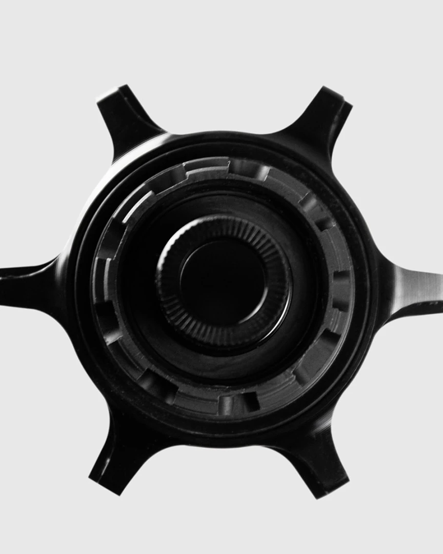 Possible SpinnerOne hub seen end-on, straightpull flange with Centerlock seat
