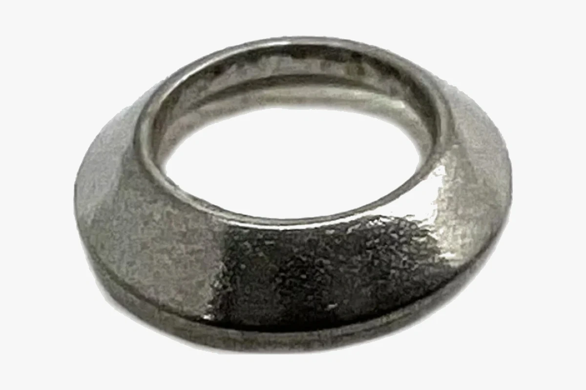 Sapim HM nipple washer, silver, close-up showing the tapered ring