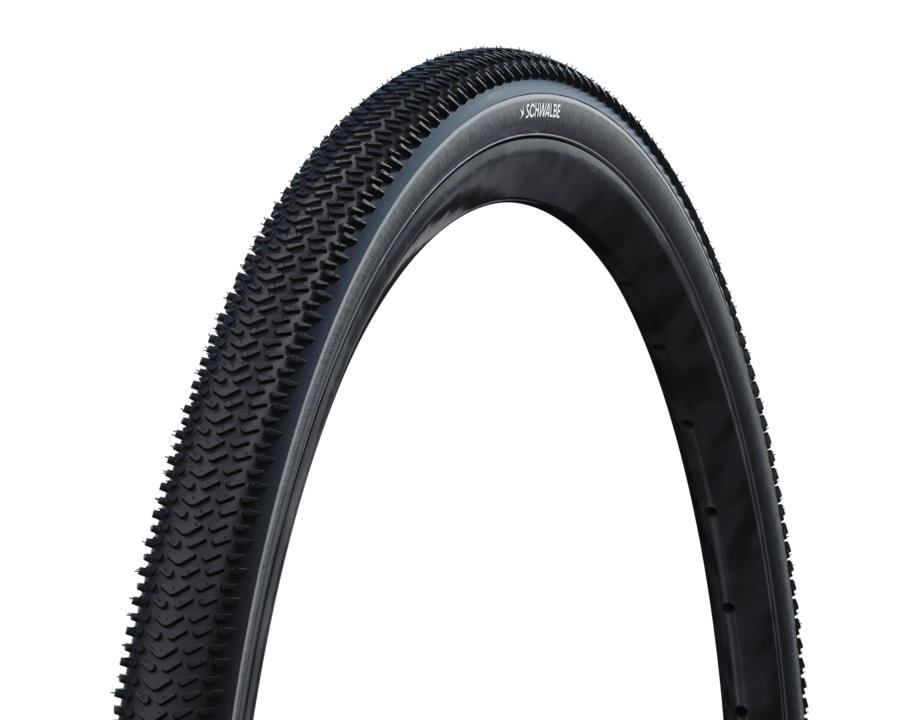 Schwalbe G-One R 700x40C gravel tire on a dark background
