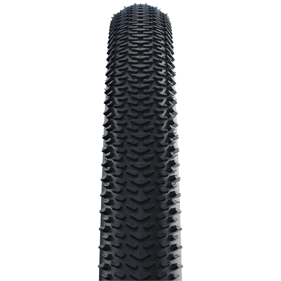 Schwalbe G-One R boomerang tread pattern close-up