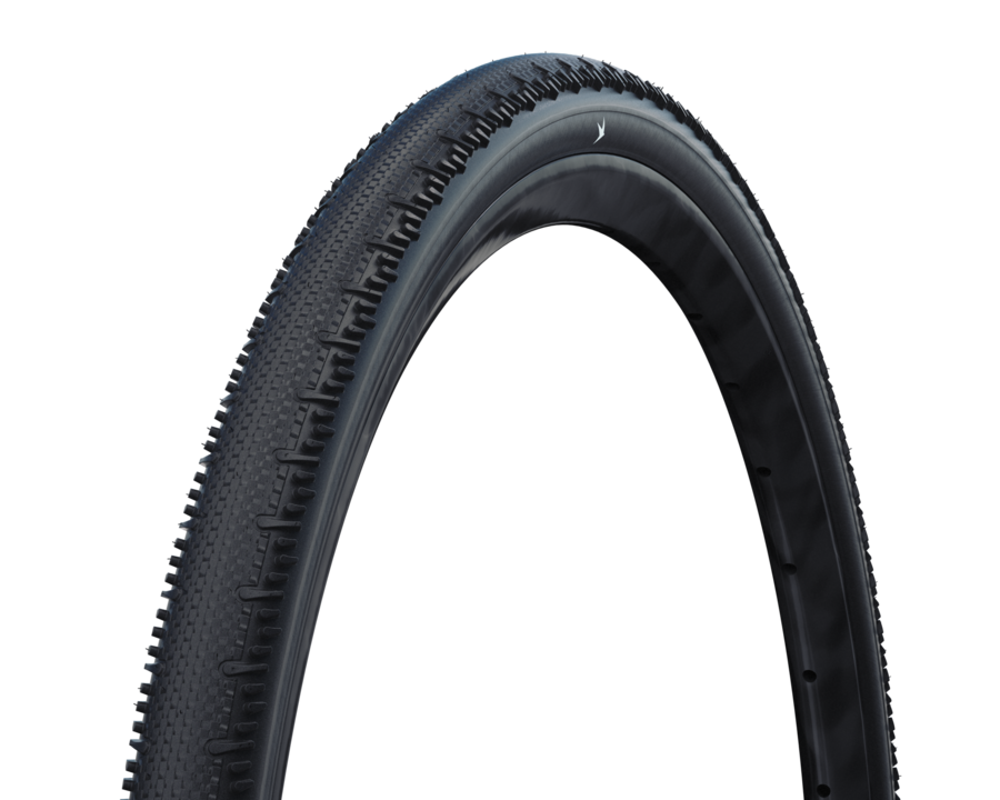 Schwalbe G-One RS 700x35C gravel tire on a dark background