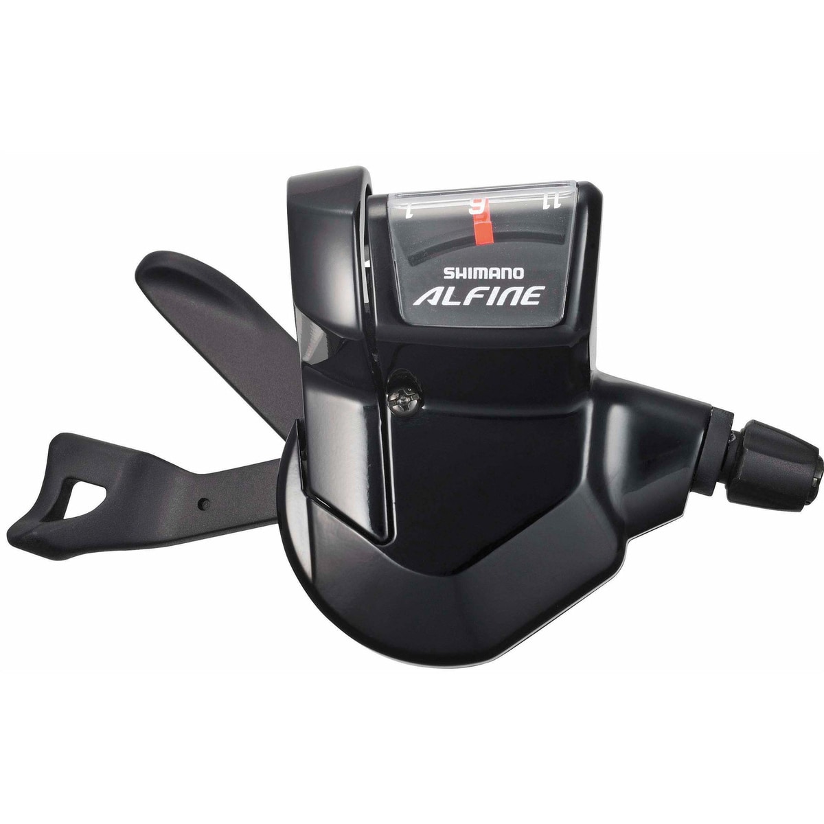Närbild av Shimano Alfine SL-S700-reglaget med dess växelindikatorfönster