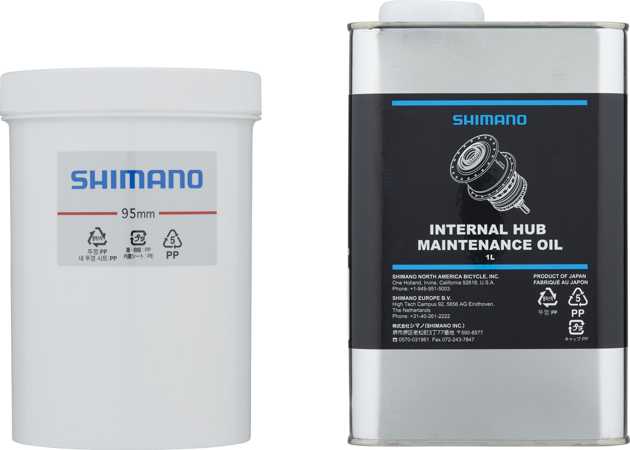 Shimano underhållsoljesats för växelnav: 1-litersdunk olja och vit doppbehållare