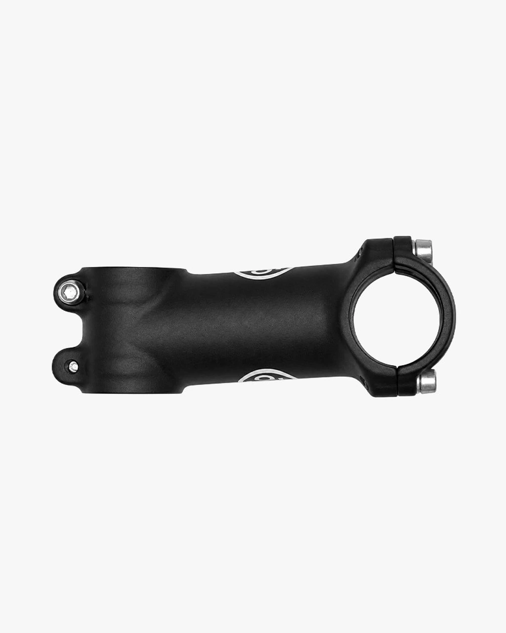 Booda Bike 90 mm stem in side view, with the handlebar clamp on the right and the steerer clamp on the left