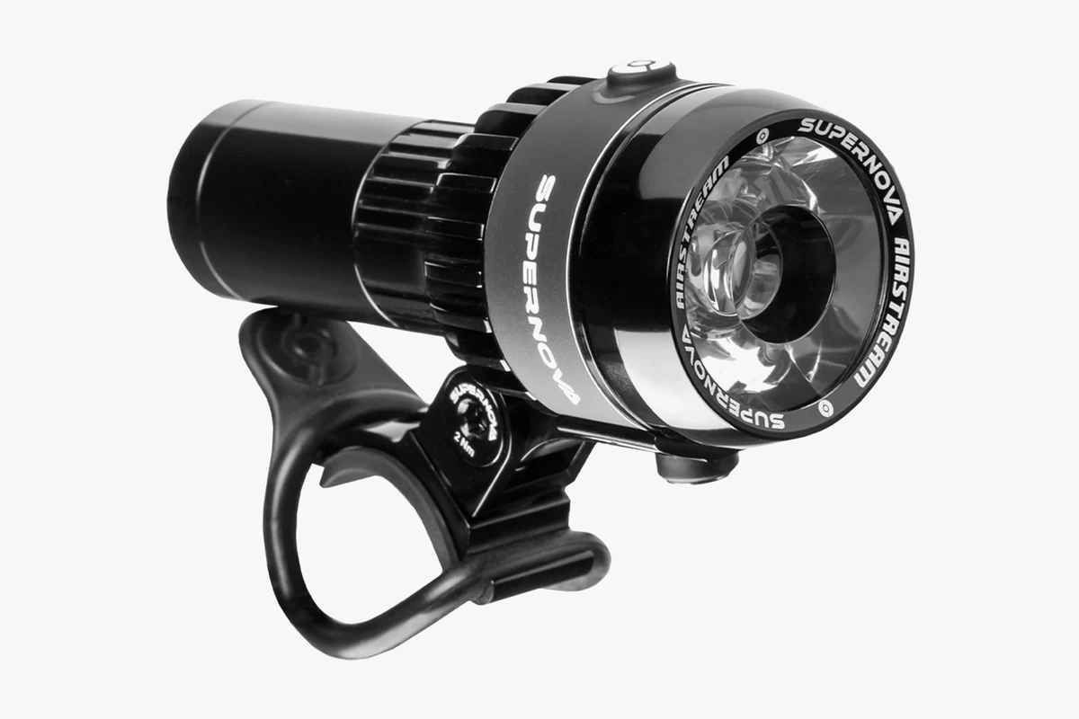 Supernova Airstream 2 battery front light in black anodized aluminium with handlebar mount