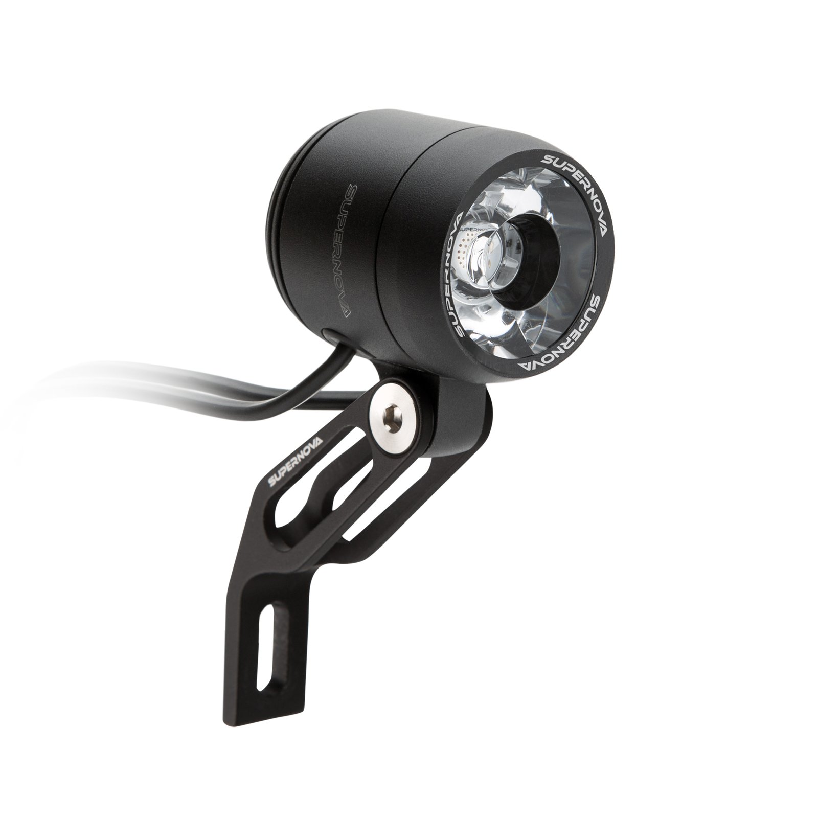 Supernova E3 Pure 3 dynamokoplamp in mat zwart met vorkhouder