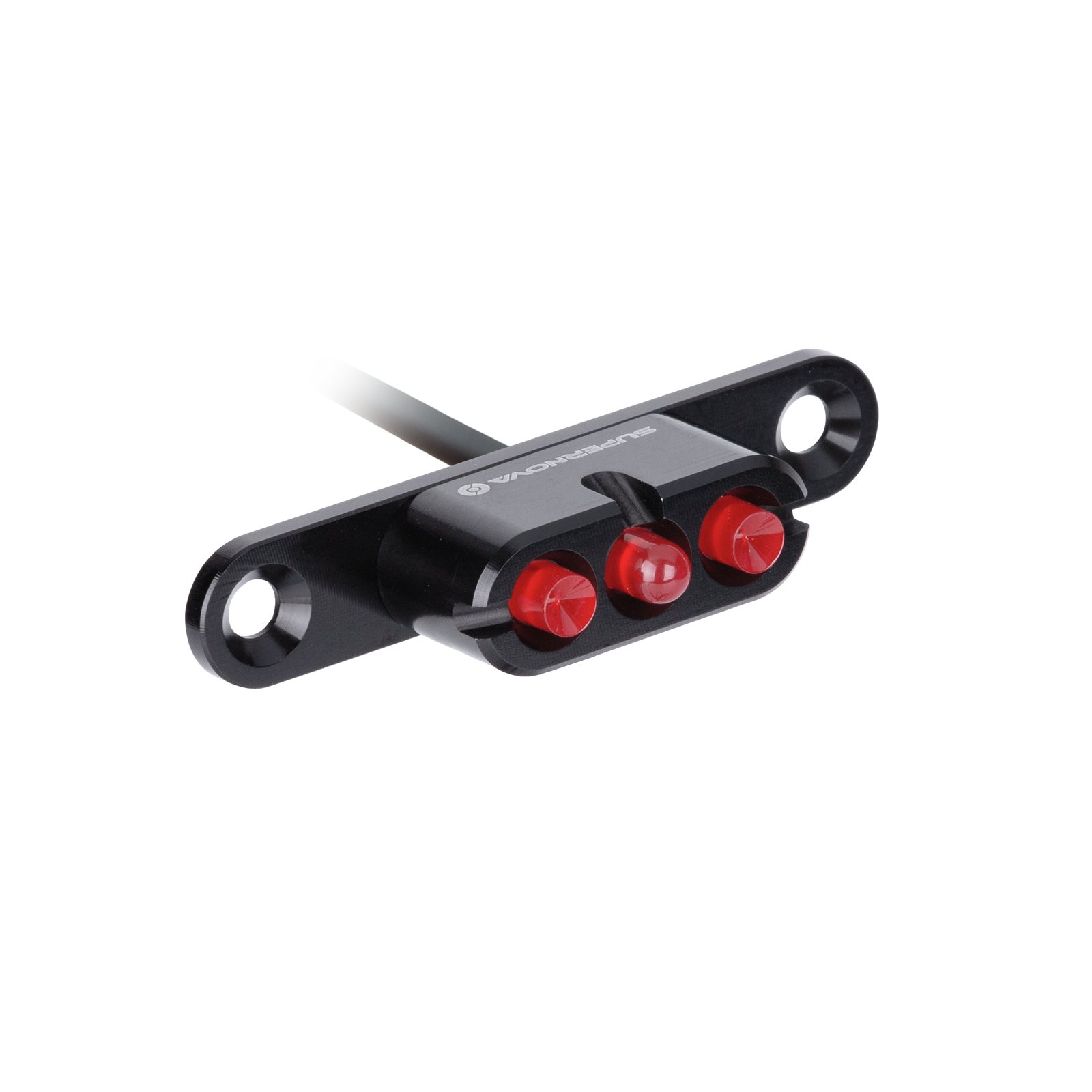 Supernova E3 Tail Light 2, bagagebærerversion i sort med tre røde linser