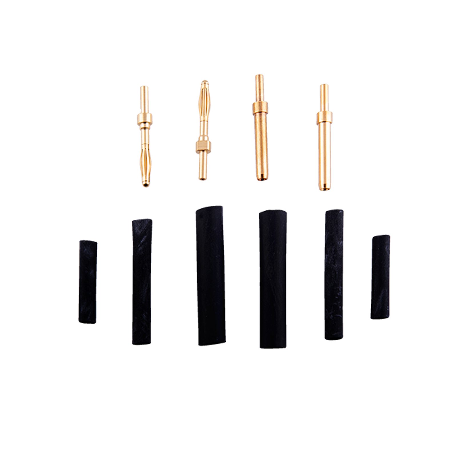 Supernova gold connector set: four gold-plated plugs and black sleeves